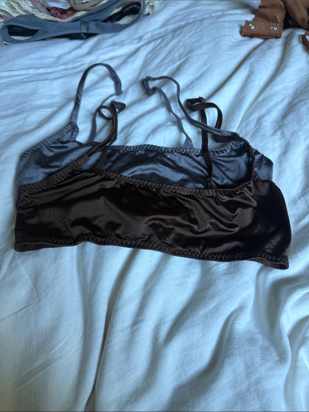 SKIMS Satin Bralette in Black and Gray
